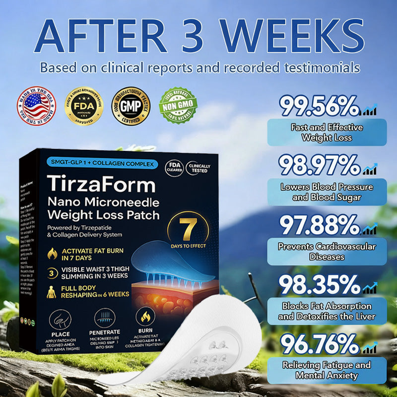 🔥 Best Seller-TirzaForm® SMGT-GLP-1 𝐓𝐢𝐫𝐳𝐞𝐩𝐚𝐭𝐢𝐝𝐞 & 𝐂𝐨𝐥𝐥𝐚𝐠𝐞𝐧 𝐍𝐚𝐧𝐨 𝐌𝐢𝐜𝐫𝐨𝐧𝐞𝐞𝐝𝐥𝐞 𝐖𝐞𝐢𝐠𝐡𝐭 𝐋𝐨𝐬𝐬 𝐏𝐚𝐭𝐜𝐡丨Total Body Wellness: Burn Fat, Balance Blood Sugar, Tighten Skin, Boost Energy