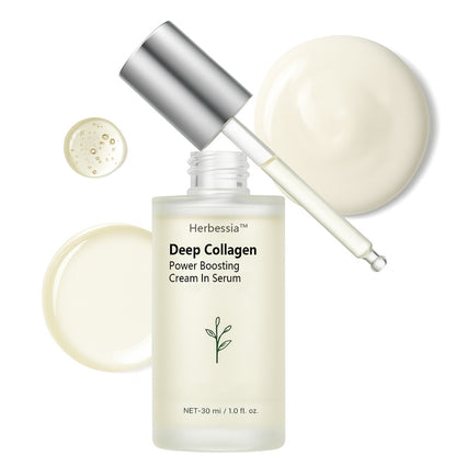 Herbessia™ Deep Collagen Anti-Wrinkle Cream In Serum | lipid-activating botanical extract, Real Collagen, Skin Volumizing, Glass Skin, Elasticity for Aged Skin, Korean Skin Care, Serum for Face, 1.01 fl. oz